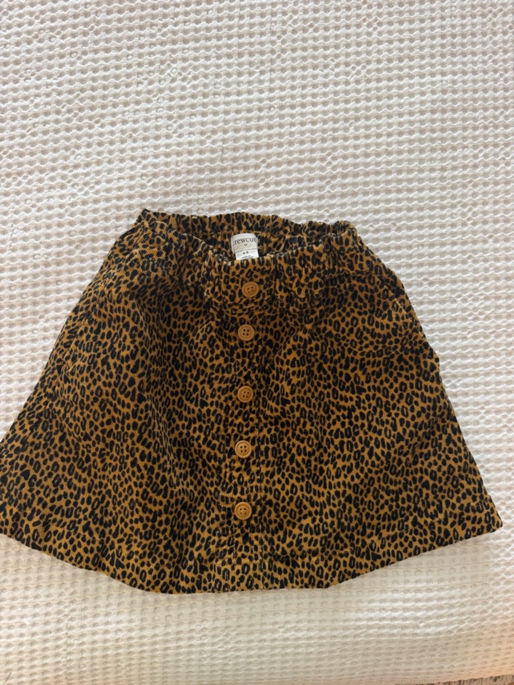 Crewcuts Leopard Spot Button-Front Skirt in Brown and Black Corduroy